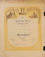 Zürcher Tierschutzverein - Ehremitgliedschaftsurkunde - Franz  Ritter von Heintl