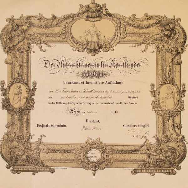 Franz Ritter v. Heintl - Aufnahmeurkunde - 30. Jänner 1848