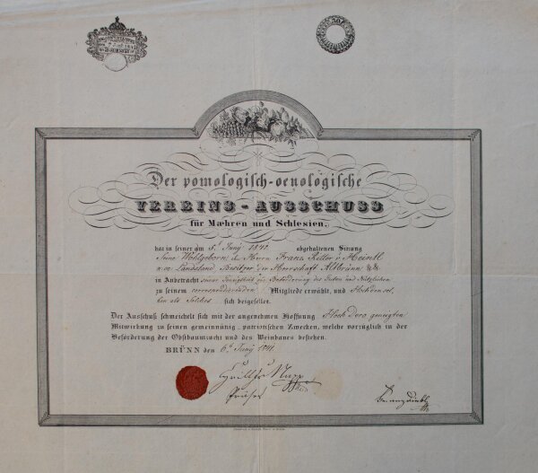 Der pomologisch-oenologischen Verein (Brünn) - Franz von Heintl jun. (1796 - 1881)  - 06.06.1841