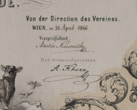 Österreichischer Thierschutz Verein (Wien) - Urkunde für Franz Ritter von Heintl jun.  - 26.04.1866