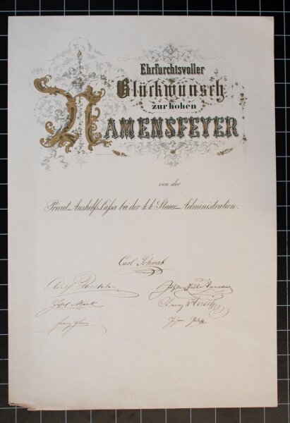 Privat-Aushilfs-Caßa bei der k.k. Steuer-Administration  -  Ehrenurkunde - Franz Ritter von Heintl jun.