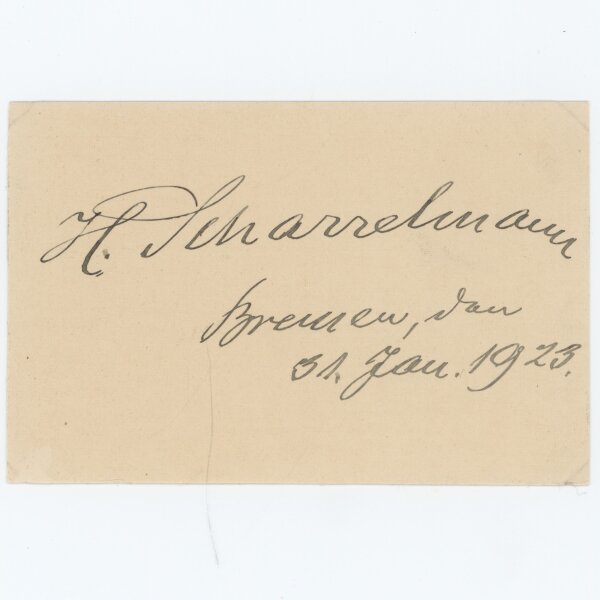 Heinrich Scharrelmann - Autograph - 31.01.1923