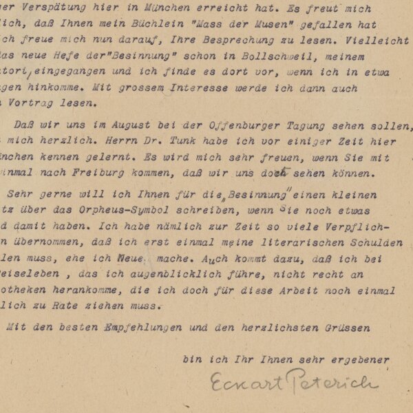 Eckhart Peterich - Brief - 1947