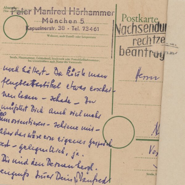 Manfred Hörhammer - Postkarte - ohne Datum