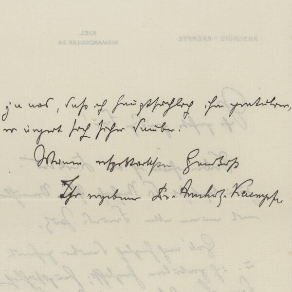 Hermann Anschütz-Kaempfe - Brief - nach August 1913