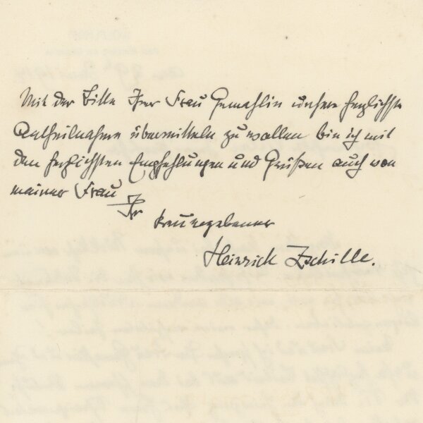 Heinrich Zschille - Kondolenzbrief - 29.06.1914