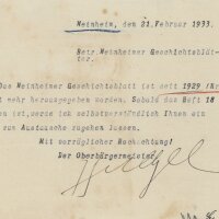 Joseph Huegel - Brief - 21. Februar 1933