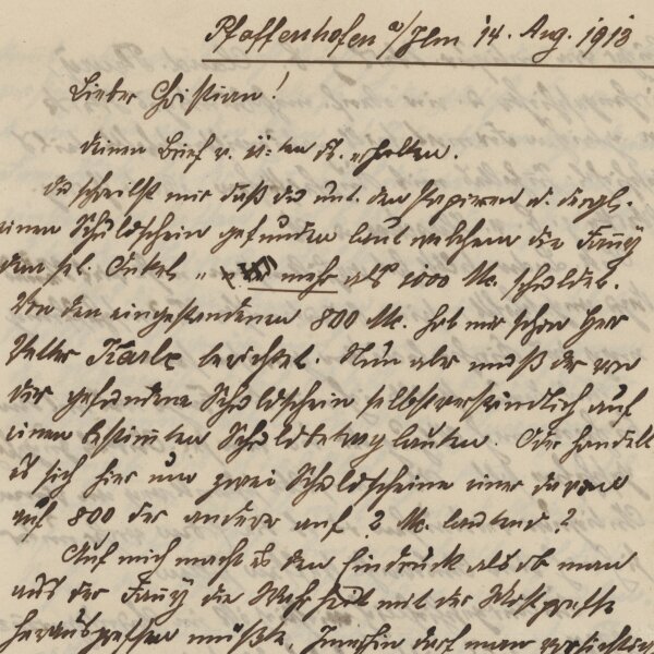 Joseph Hipp - Brief - 14. August 1913